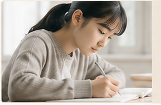 机に向かって問題を解く小学生